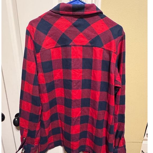 Cabela's Women's Flannel Buffalo Red Black Plaid Button Up Jacket Shirt Sz L - Picture 2 of 10
